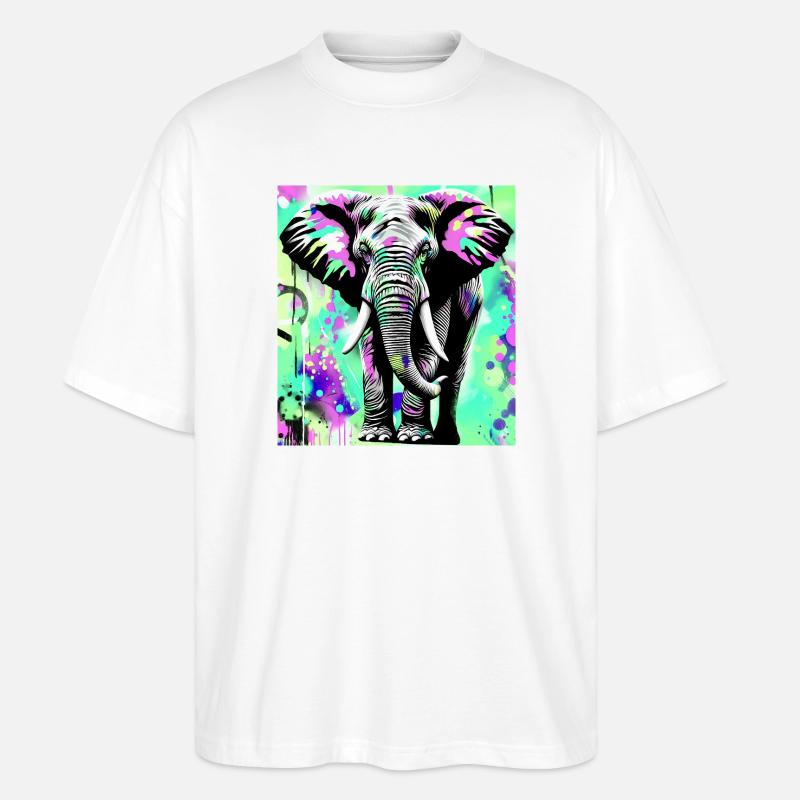 Elefant - Stanley/Stella Oversized Unisex Bio T-Shirt Blaster 2.0 - Weiß