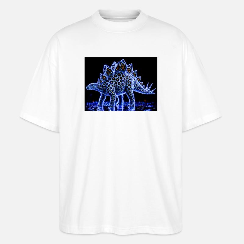 Neon-Stegosaurus-Leuchtmuster - Stanley/Stella Oversized Unisex Bio T-Shirt Blaster 2.0 - Weiß