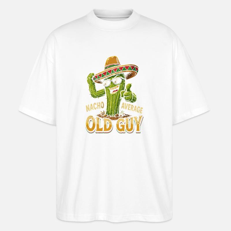 Non-Average Cactus Old Guy - Stanley/Stella Oversized Unisex Organic T-shirt Blaster 2.0 - white
