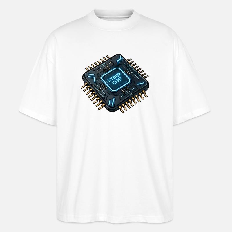 Cyberchip Neon Circuit - Stanley/Stella Oversized Unisex Bio T-Shirt Blaster 2.0 - Weiß