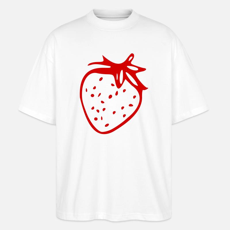 Erdbeere - Stanley/Stella Oversized Unisex Bio T-Shirt Blaster 2.0 - Weiß