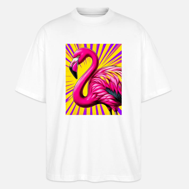 Flamingo - Stanley/Stella Oversized Unisex Bio T-Shirt Blaster 2.0 - Weiß