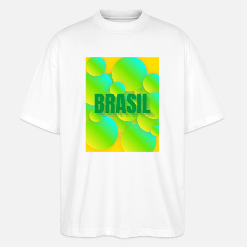 Brasil Neon Blasen Design - Stanley/Stella Oversized Unisex Bio T-Shirt Blaster 2.0 - Weiß