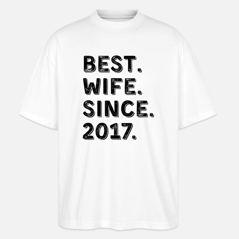 Beste Ehefrau seit 2017 9-jähriges Jubiläumsgeschenk - Stanley/Stella Oversized Unisex Bio T-Shirt Blaster 2.0 - Weiß