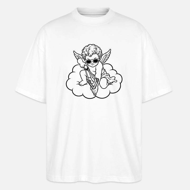 Wütender Cherub mit Steinschleuder - Stanley/Stella Oversized Unisex Bio T-Shirt Blaster 2.0 - Weiß