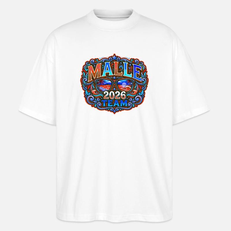 Malle 2026 Mallorca Urlaub - Stanley/Stella Oversized Unisex Bio T-Shirt Blaster 2.0 - Weiß
