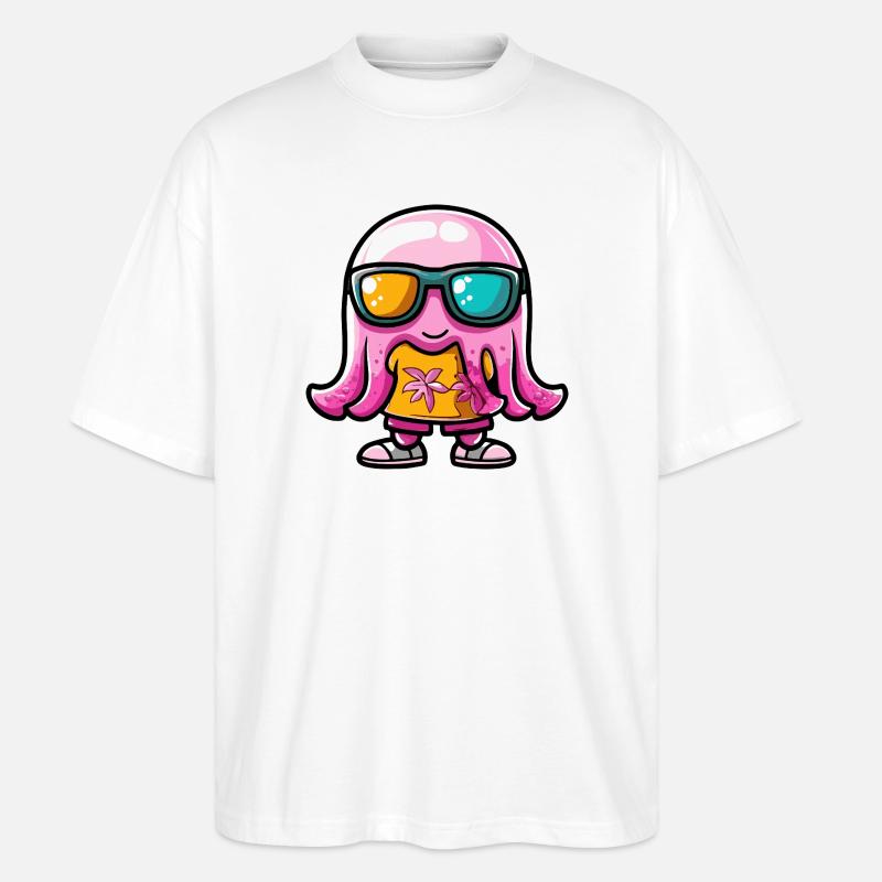 Qualle Comic Urlaub - Stanley/Stella Oversized Unisex Bio T-Shirt Blaster 2.0 - Weiß