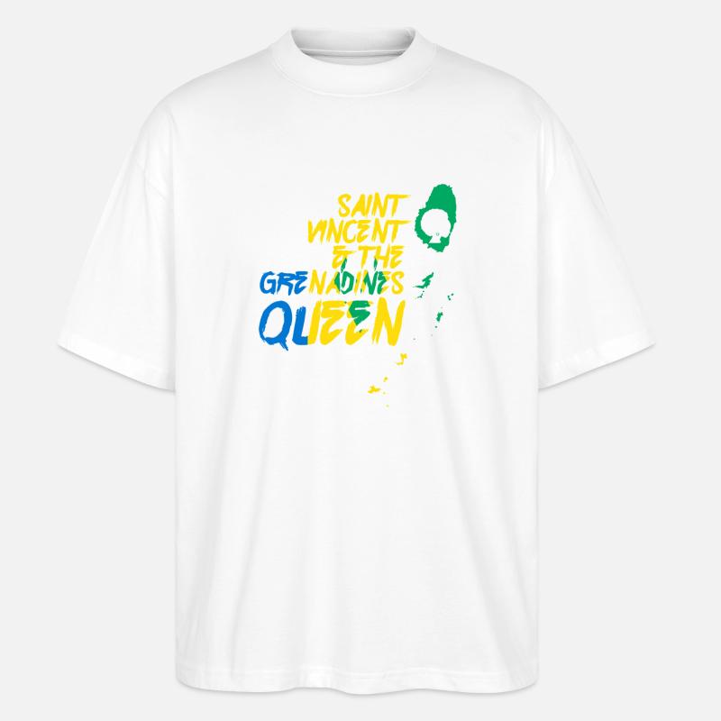 Königin Saint Vincent Graffiti - Stanley/Stella Oversized Unisex Bio T-Shirt Blaster 2.0 - Weiß