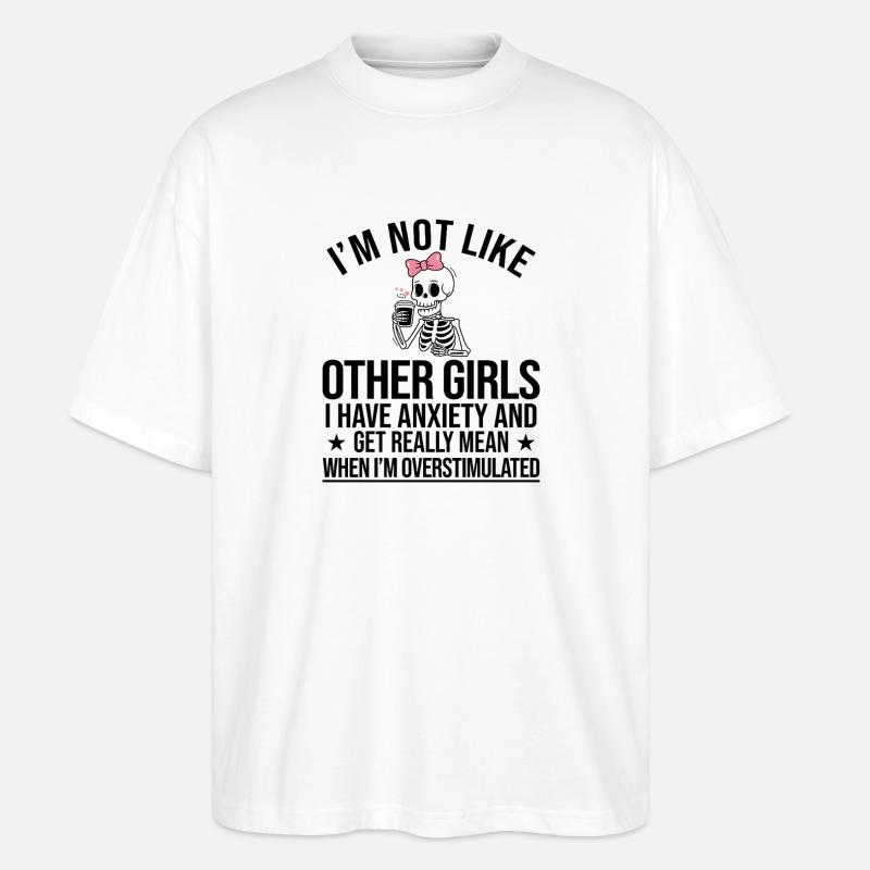 Skelett-Kaffee-Mädchen - Stanley/Stella Oversized Unisex Bio T-Shirt Blaster 2.0 - Weiß