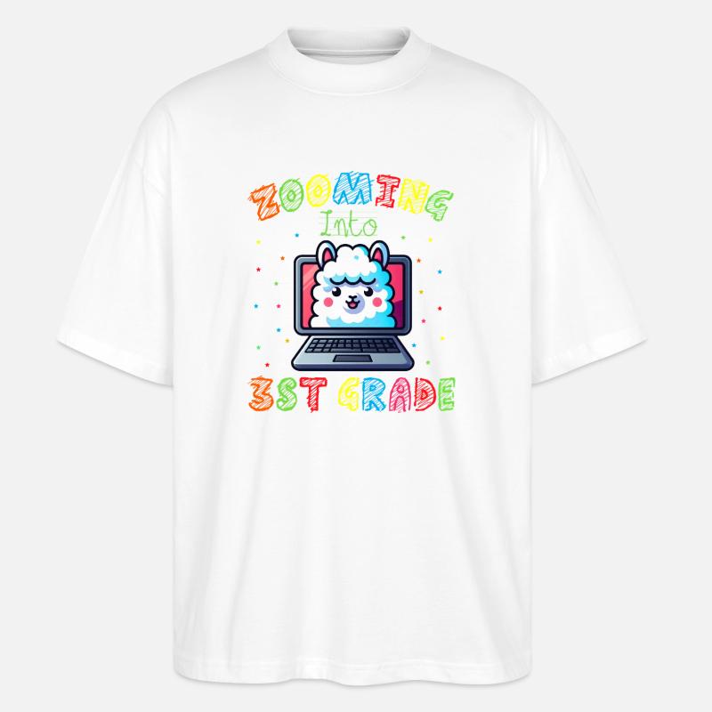 Lama Code Arc-en-Ciel Numérique - T-shirt bio Blaster 2.0 coupe oversize Stanley/Stella Unisexe - blanc