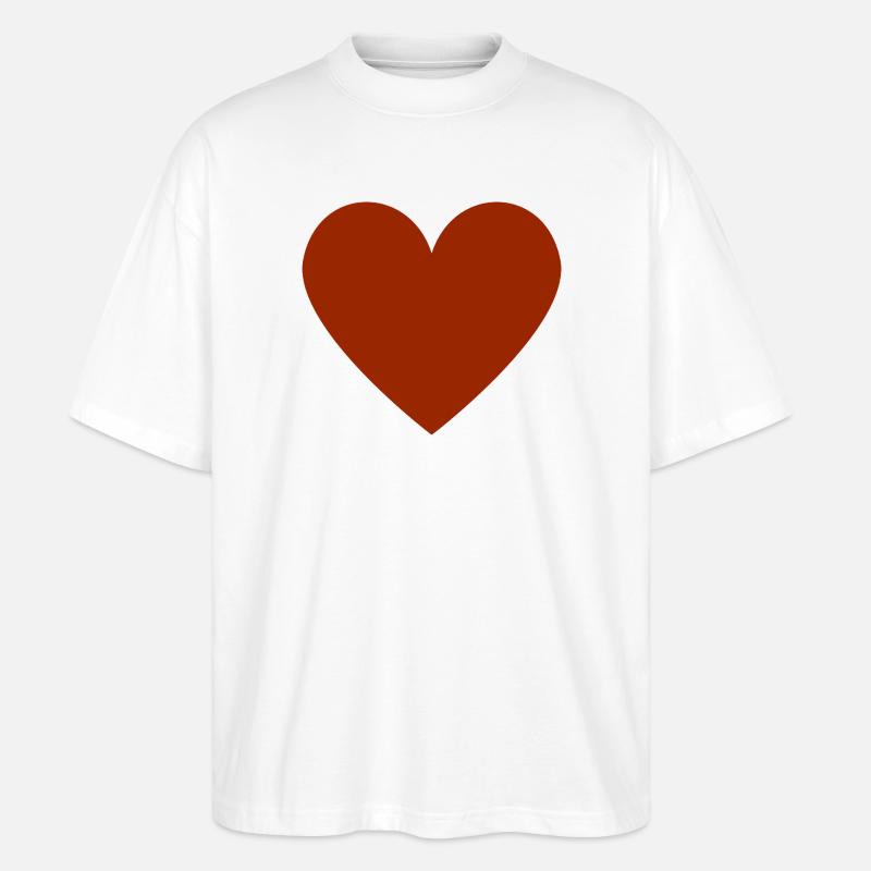 Rust-colored heart - minimalist look - Stanley/Stella Oversized Unisex Organic T-shirt Blaster 2.0 - white