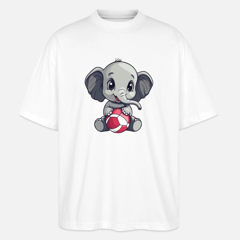 Petit éléphant avec balle - T-shirt bio Blaster 2.0 coupe oversize Stanley/Stella Unisexe - blanc