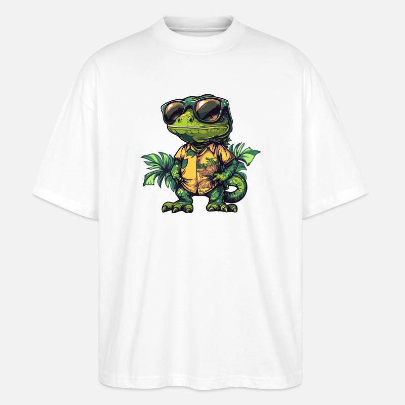 Chameleon Comic Urlaub - Stanley/Stella Oversized Unisex Bio T-Shirt Blaster 2.0 - Weiß