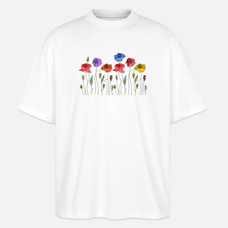 Flowers - Stanley/Stella Oversized Unisex Organic T-shirt Blaster 2.0 - white