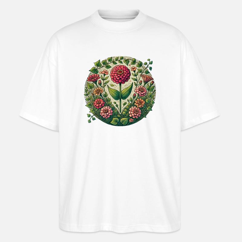 Kreisrunder Dahliengarten - Stanley/Stella Oversized Unisex Bio T-Shirt Blaster 2.0 - Weiß