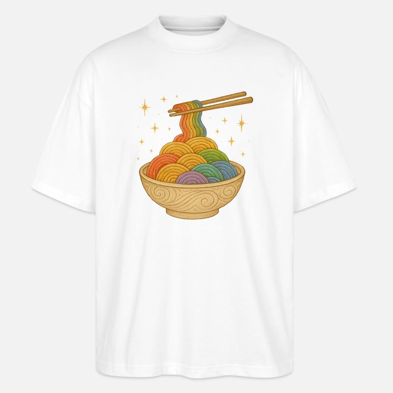 Rainbow Noodle Bowl Illustration - Stanley/Stella Oversized Unisex Bio T-Shirt Blaster 2.0 - Weiß
