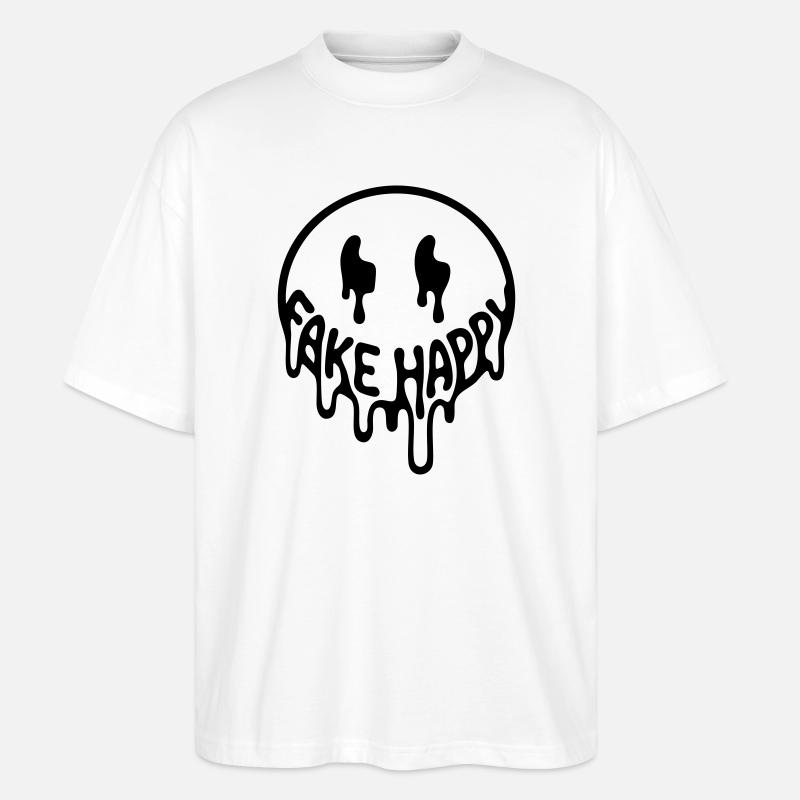 Fake Happy - Stanley/Stella Oversized Unisex Bio T-Shirt Blaster 2.0 - Weiß