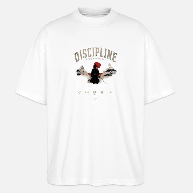 Disziplin Samurai Motivationen - Stanley/Stella Oversized Unisex Bio T-Shirt Blaster 2.0 - Weiß