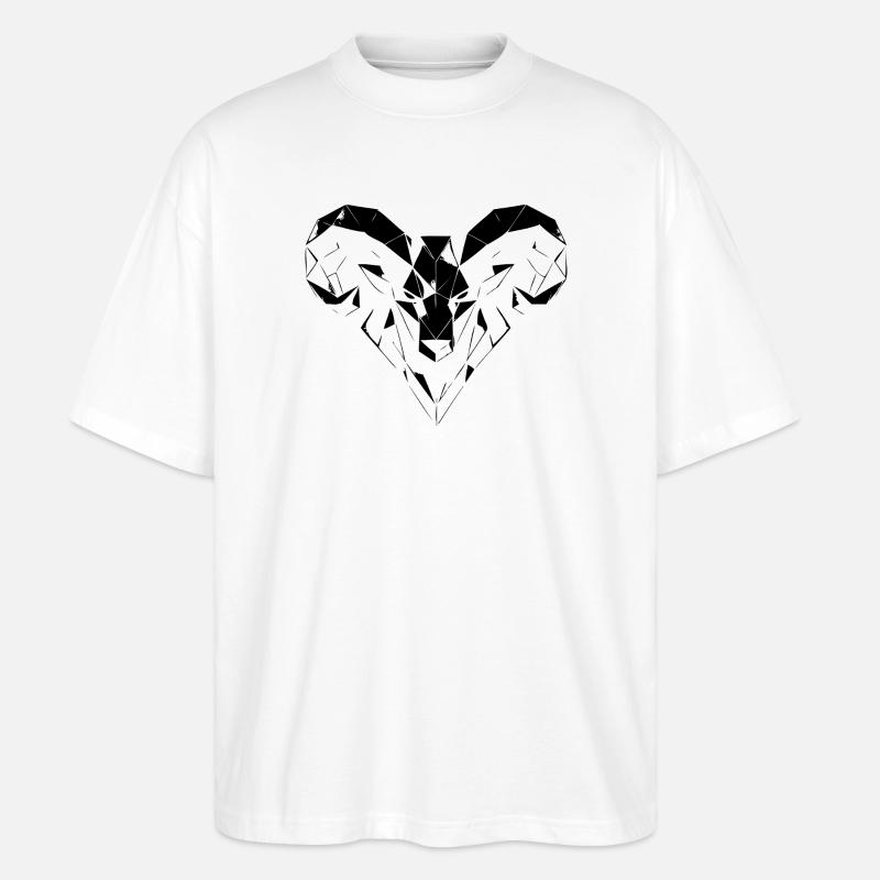 Geometric Ram – Kraft & Mut - Stanley/Stella Oversized Unisex Bio T-Shirt Blaster 2.0 - Weiß