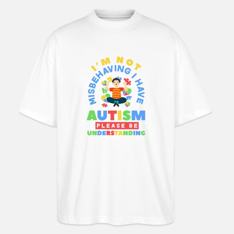 Compréhension de l’autisme : Puzzle Hearts - T-shirt bio Blaster 2.0 coupe oversize Stanley/Stella Unisexe - blanc