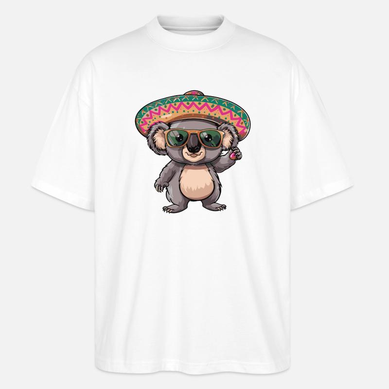 Koala Comic Sombrero drôle - T-shirt bio Blaster 2.0 coupe oversize Stanley/Stella Unisexe - blanc