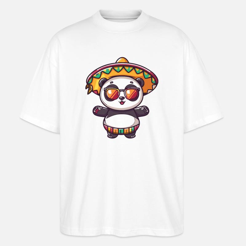 Panda Comic Lustig Sombrero - Stanley/Stella Oversized Unisex Bio T-Shirt Blaster 2.0 - Weiß