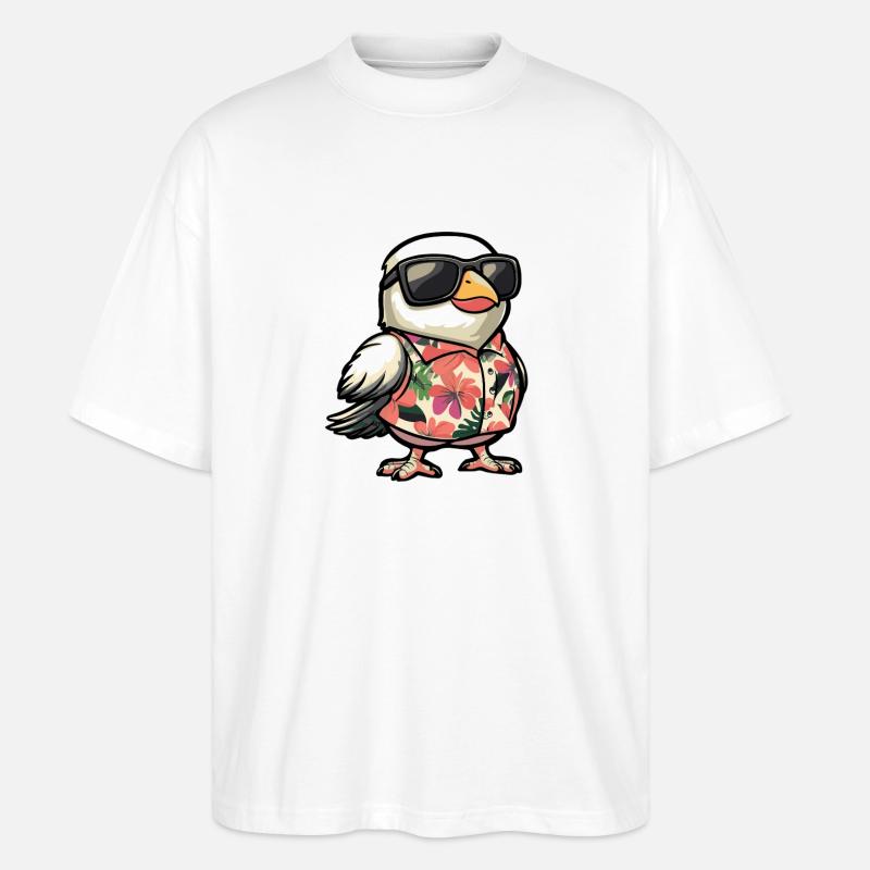 Taube Vogel Comic Urlaub - Stanley/Stella Oversized Unisex Bio T-Shirt Blaster 2.0 - Weiß
