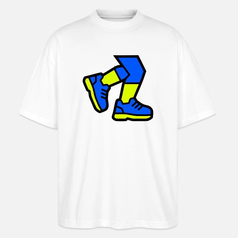Dynamische Läufer Beine Joggen - Stanley/Stella Oversized Unisex Bio T-Shirt Blaster 2.0 - Weiß