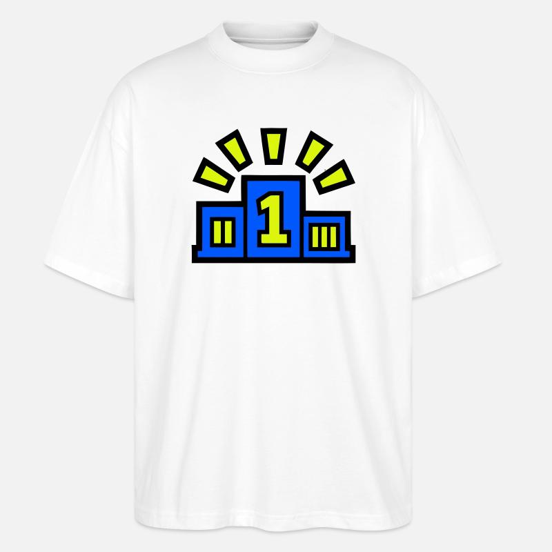 Sieger Podest Platz 1 Champion - Stanley/Stella Oversized Unisex Bio T-Shirt Blaster 2.0 - Weiß