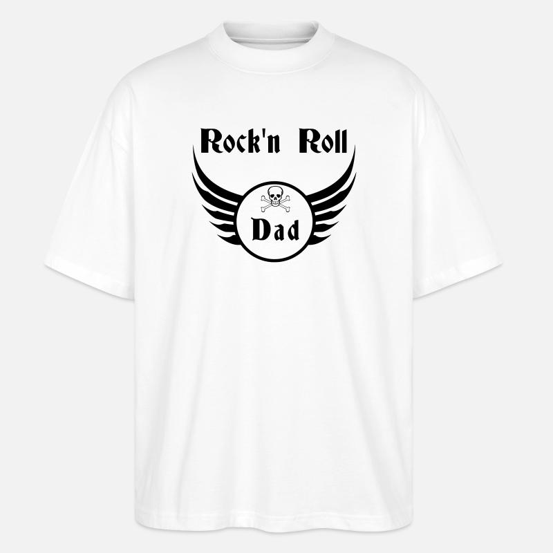 Dad Rock and Roll Skull Wings - Stanley/Stella Oversized Unisex Bio T-Shirt Blaster 2.0 - Weiß