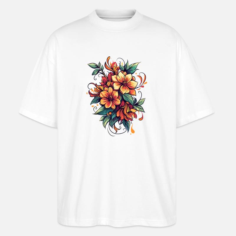 Bouquet de Fleurs de Feu - T-shirt bio Blaster 2.0 coupe oversize Stanley/Stella Unisexe - blanc