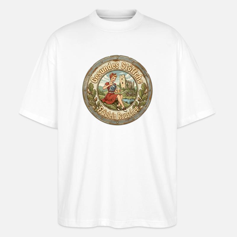 Bembel Mädchen "Gesundes Stöffche" - Stanley/Stella Oversized Unisex Bio T-Shirt Blaster 2.0 - Weiß
