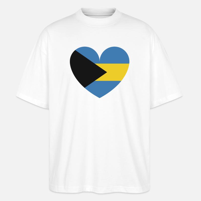 Drapeau des Bahamas du Cœur - T-shirt bio Blaster 2.0 coupe oversize Stanley/Stella Unisexe - blanc