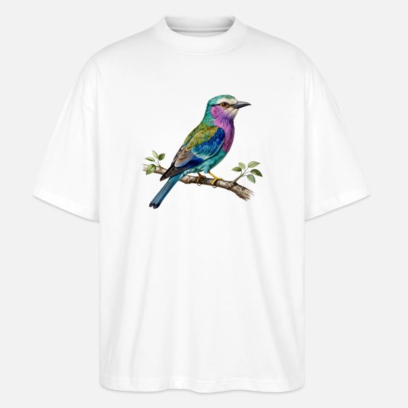 Long-stranded roller – naturalistic engraving - Stanley/Stella Oversized Unisex Organic T-shirt Blaster 2.0 - white