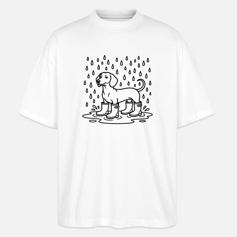 dackel im regen witzig gummistiefel - Stanley/Stella Oversized Unisex Bio T-Shirt Blaster 2.0 - Weiß