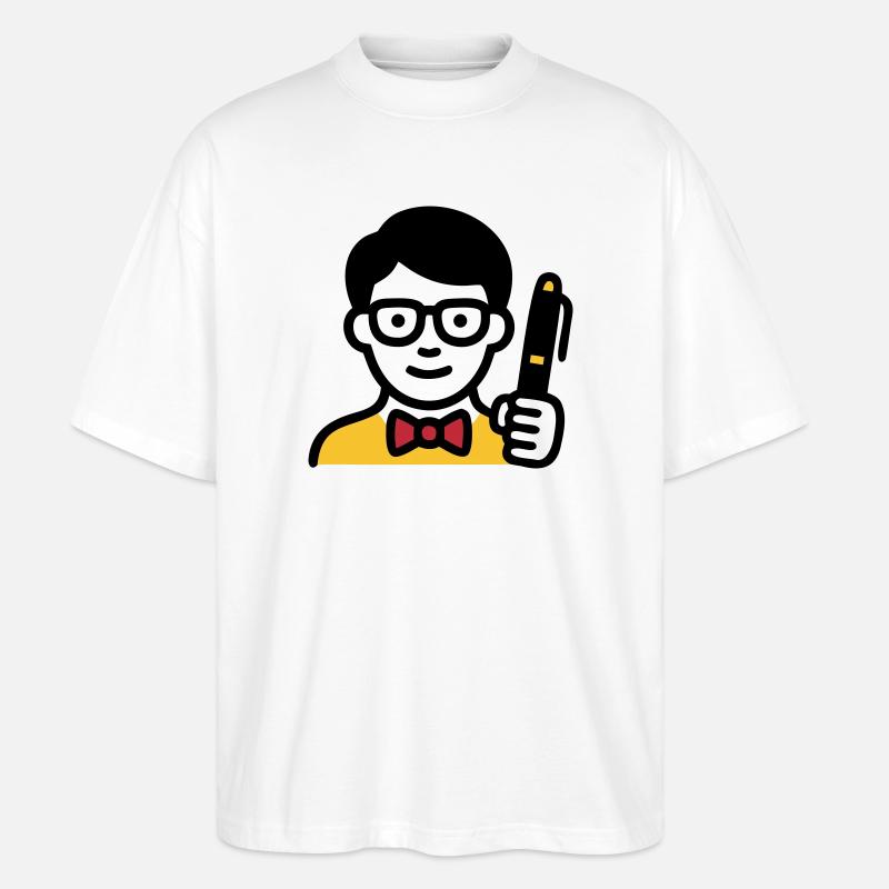Professeur Professeur Bande dessinée Glasses - T-shirt bio Blaster 2.0 coupe oversize Stanley/Stella Unisexe - blanc