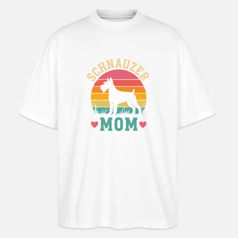 Schnauzer Mom Retro Sunset - T-shirt bio Blaster 2.0 coupe oversize Stanley/Stella Unisexe - blanc