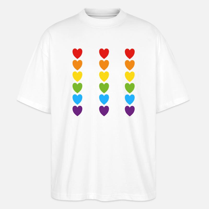 Stolz Regenbogenherzen - Stanley/Stella Oversized Unisex Bio T-Shirt Blaster 2.0 - Weiß