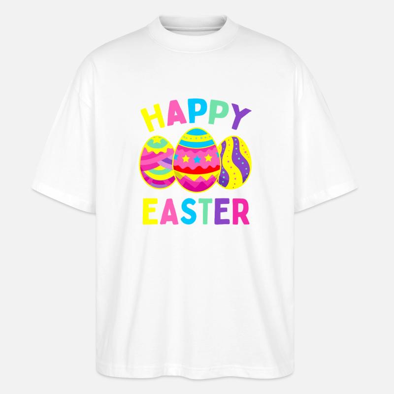 Vivid Easter Eggs Parade - Stanley/Stella Oversized Unisex Organic T-shirt Blaster 2.0 - white