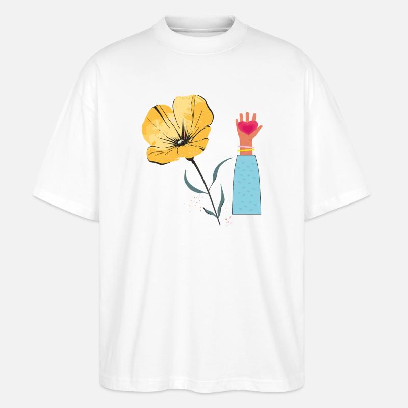 Blume Hand Herz  - Stanley/Stella Oversized Unisex Bio T-Shirt Blaster 2.0 - Weiß