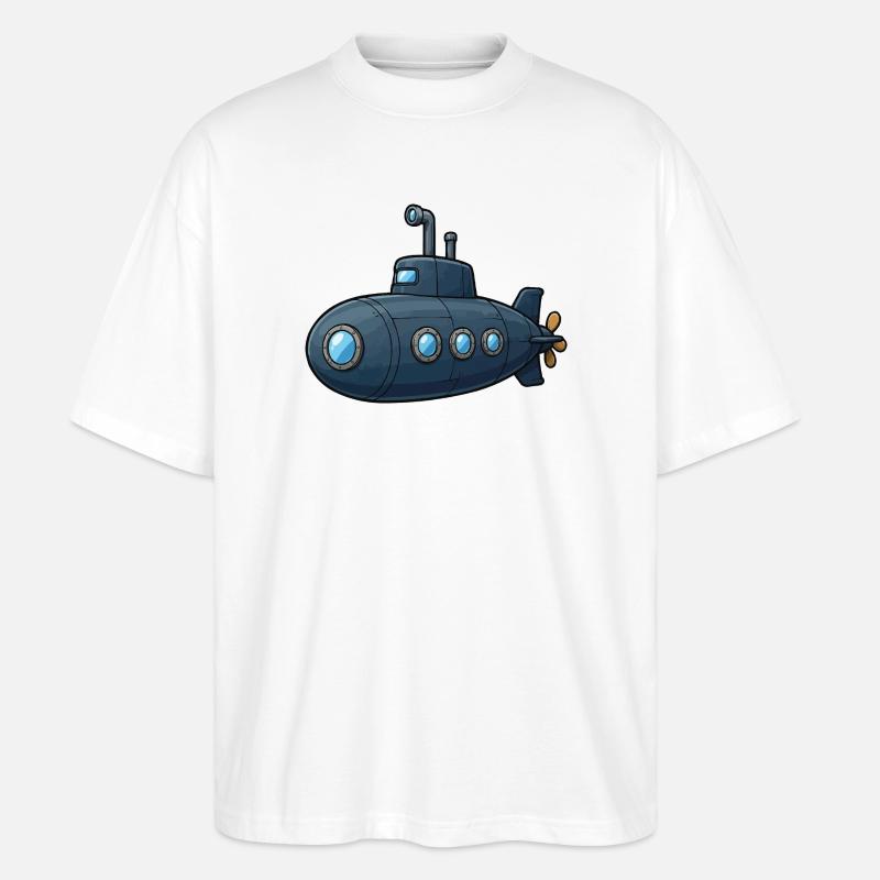 Blaues Cartoon-Uboot Abenteuer - Stanley/Stella Oversized Unisex Bio T-Shirt Blaster 2.0 - Weiß