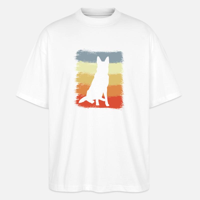 Retro Deutscher Schäferhund - Stanley/Stella Oversized Unisex Bio T-Shirt Blaster 2.0 - Weiß