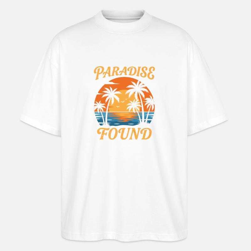 Paradise Found Sunset Circle - Stanley/Stella Oversized Unisex Bio T-Shirt Blaster 2.0 - Weiß