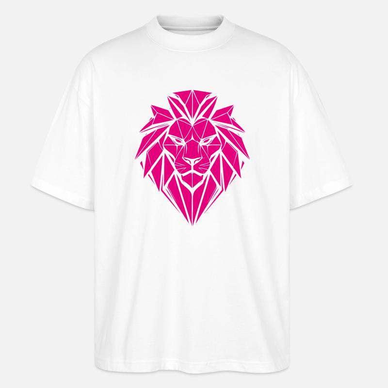 Geometrischer Löwe in Magenta - Stanley/Stella Oversized Unisex Bio T-Shirt Blaster 2.0 - Weiß