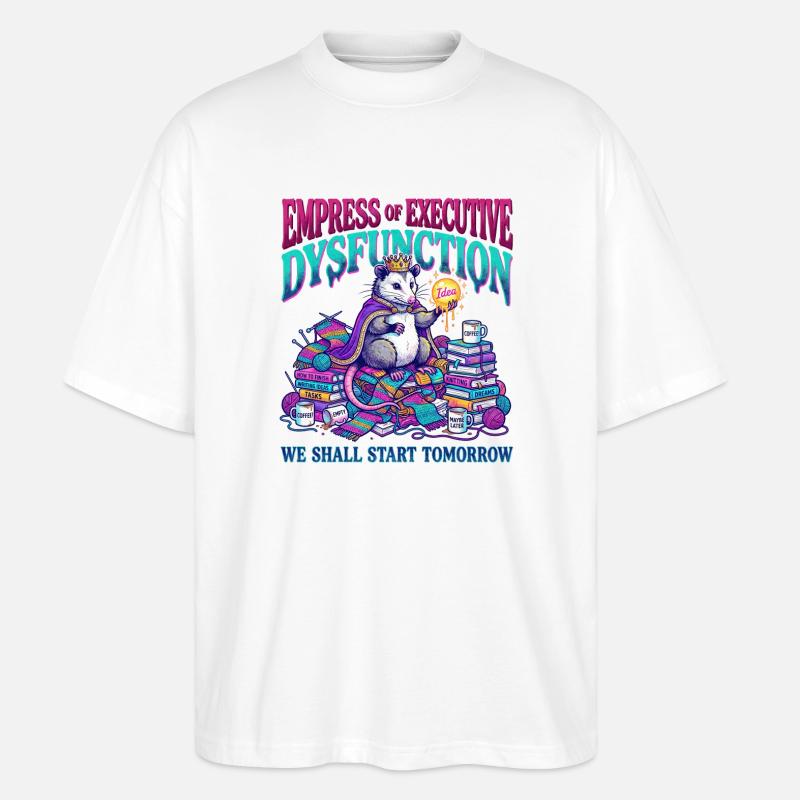 ADHS Exekutive Dysfunktion Opossum - Stanley/Stella Oversized Unisex Bio T-Shirt Blaster 2.0 - Weiß