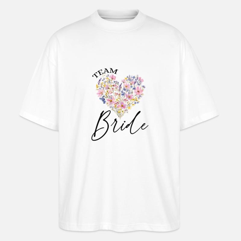 Cœur de fleur - Mariée - Personnalisable - T-shirt bio Blaster 2.0 coupe oversize Stanley/Stella Unisexe - blanc