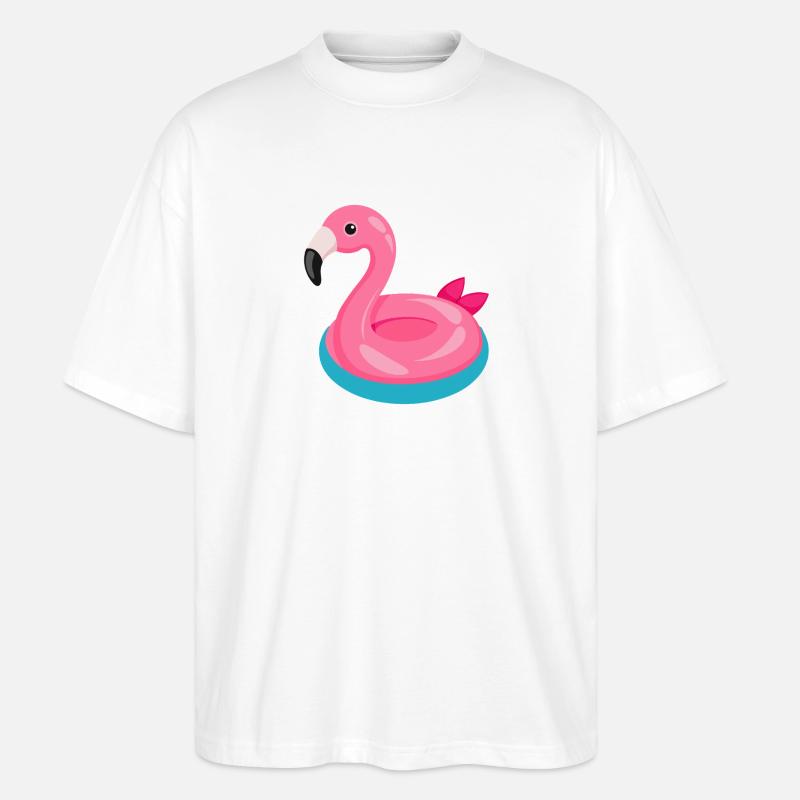 Flamingo Pool Float - Stanley/Stella Oversized Unisex Organic T-shirt Blaster 2.0 - white