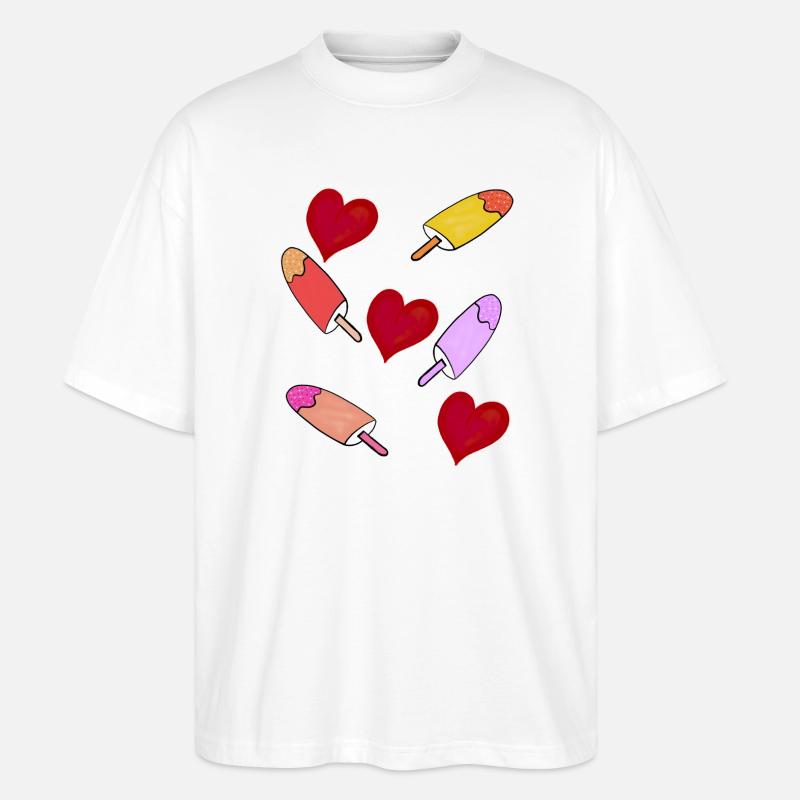  Eis Eiskrem Herzen Sommer Kinder - Stanley/Stella Oversized Unisex Organic T-shirt Blaster 2.0 - white
