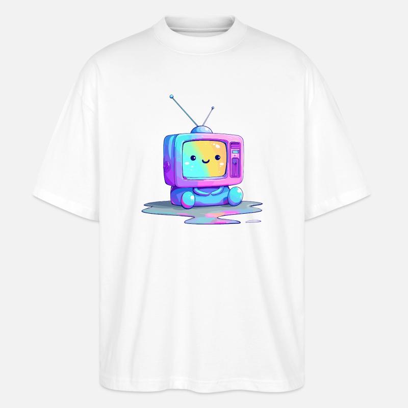 Regenbogen TV Kuscheltier - Stanley/Stella Oversized Unisex Bio T-Shirt Blaster 2.0 - Weiß