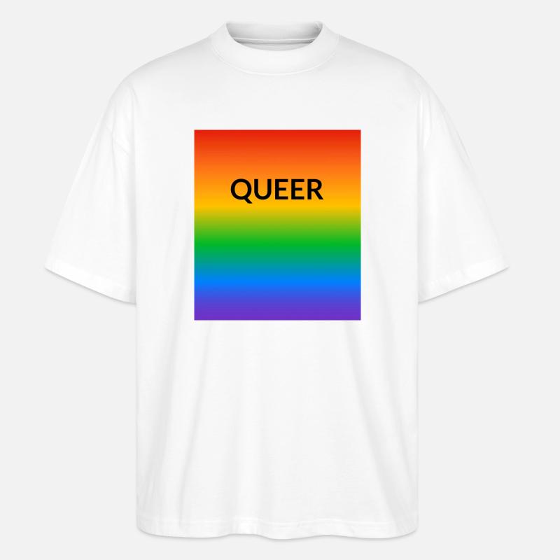 Queer Pride Gradient - Stanley/Stella Oversized Unisex Organic T-shirt Blaster 2.0 - white